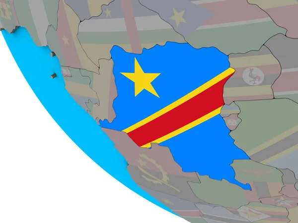 Dem Rep Del Congo Con Bandera Nacional Incrustada Simple Globo — Foto de Stock