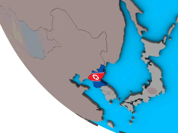 Північна Корея Вбудованих Національний Прапор Простий Моделі Землі Ілюстрація — стокове фото