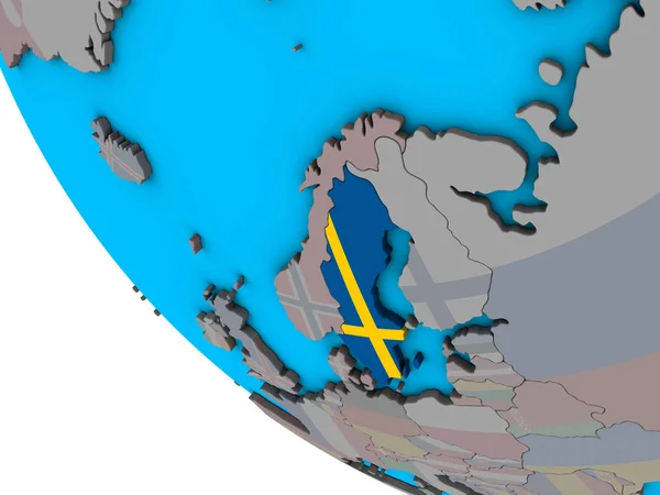 Sweden Embedded National Flag Simple Globe Illustration — Stock Photo, Image