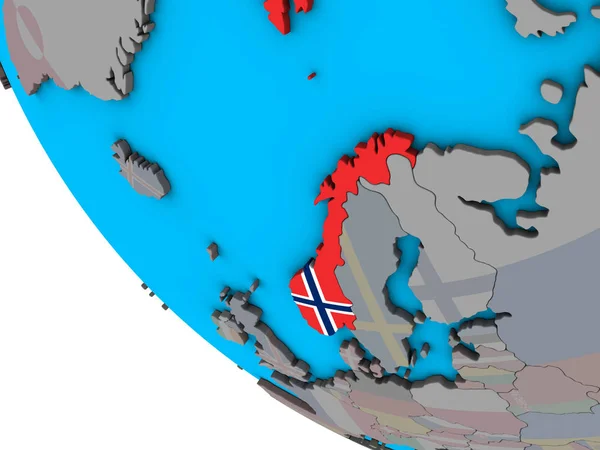 挪威在简单的3D 地球上嵌入国旗 — 图库照片