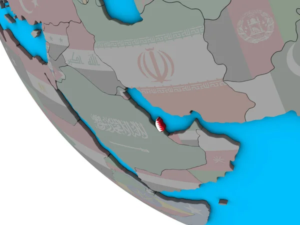 卡塔尔嵌入国旗在简单的3D 地球上 — 图库照片