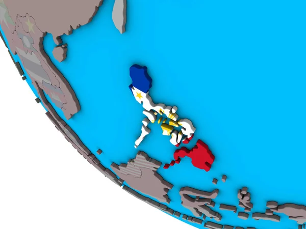 Филиппины Встроенным Национальным Флагом Простом Глобусе Иллюстрация — стоковое фото
