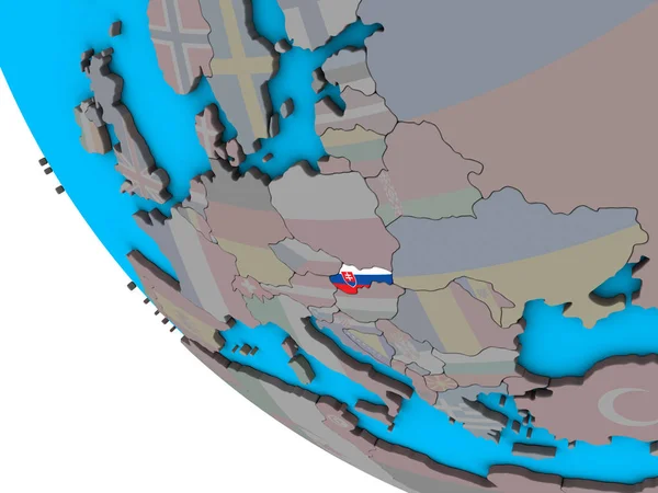 Словаччина Вбудованих Національний Прапор Простий Моделі Землі Ілюстрація — стокове фото