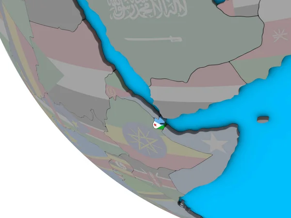 Djibuti Com Bandeira Nacional Embutida Simples Globo Ilustração — Fotografia de Stock