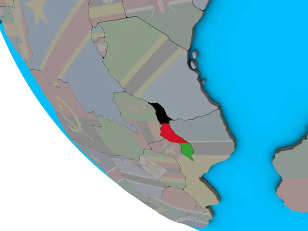 马拉维嵌入国旗在简单的3D 地球上 — 图库照片