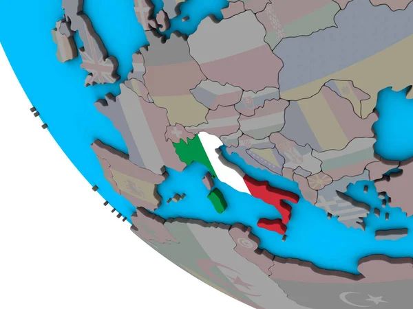 Италия Встроенным Национальным Флагом Простом Глобусе Иллюстрация — стоковое фото