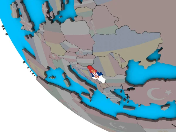간단한 지구에 국기와 세르비아 일러스트 — 스톡 사진
