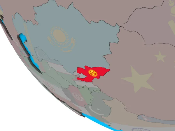 Kirgizië Met Ingesloten Nationale Vlag Eenvoudige Globe Illustratie — Stockfoto