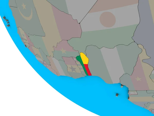 Benin Met Ingesloten Nationale Vlag Eenvoudige Globe Illustratie — Stockfoto