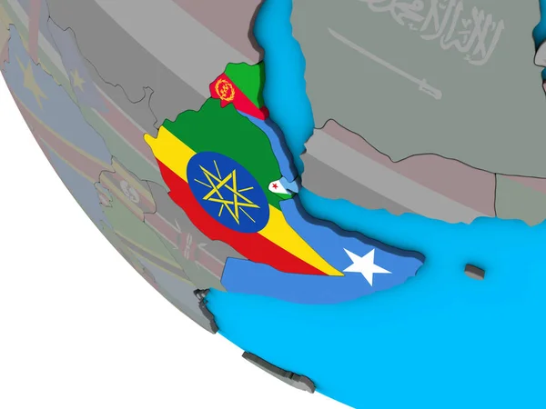 Afrika Szarva Beágyazott Nemzeti Zászlókkal Egyszerű Földgömb Illusztráció — Stock Fotó