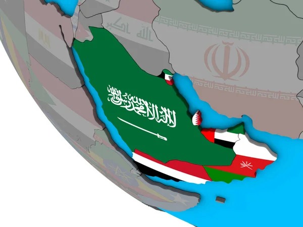 Arabia Con Bandiere Nazionali Incorporate Semplice Globo Illustrazione — Foto Stock