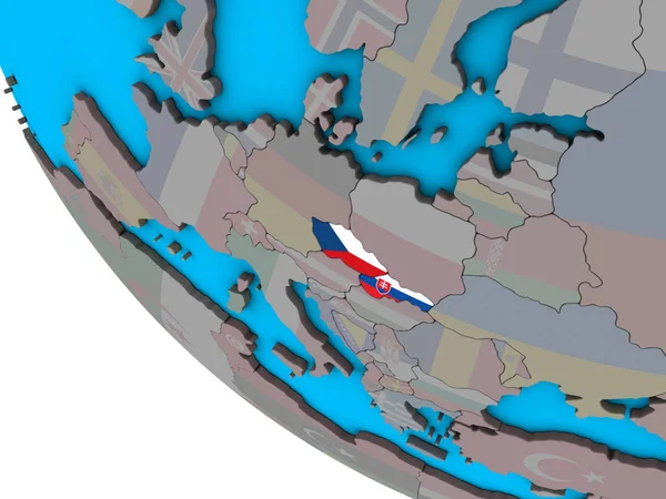 Voormalige Tsjecho Slowakije Met Ingesloten Nationale Vlaggen Eenvoudige Globe Illustratie — Stockfoto
