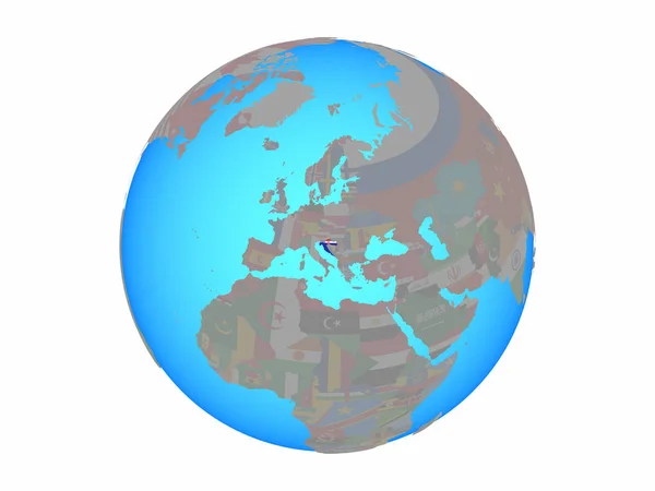 Croatia National Flag Blue Political Globe Illustration Isolated White Background — Stock Photo, Image