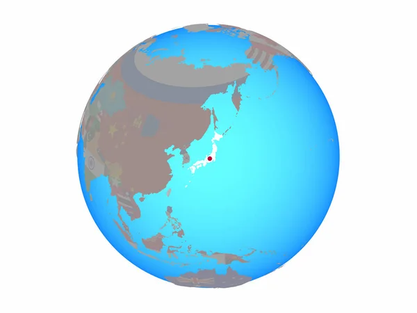 Japan Met Nationale Vlag Blauwe Politieke Wereldbol Illustratie Geïsoleerd Witte — Stockfoto