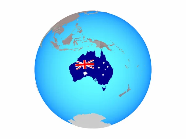 Australie Avec Drapeau National Sur Globe Politique Bleu Illustration Isolée — Photo