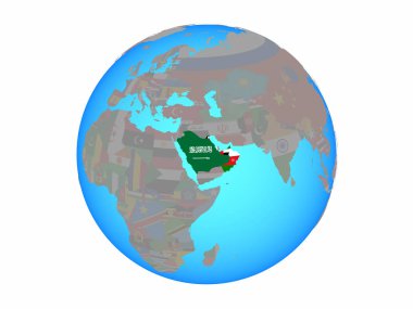 Mavi siyasi dünya Ulusal bayrakları ile Ccasg ülke. 3d illüstrasyon izole beyaz arka plan üzerinde.