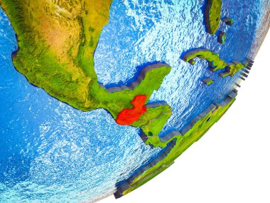 Guatemala Earth 3d modeli ile su ve bölünmüş ülkelerde. 3D çizim.