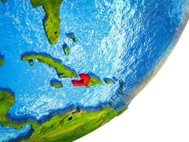 Haiti Earth 3d modeli ile su ve bölünmüş ülkelerde. 3D çizim.