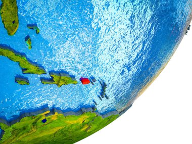Porto Riko Earth 3d modeli ile su ve bölünmüş ülkelerde. 3D çizim.