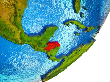 Honduras Earth 3d modeli ile su ve bölünmüş ülkelerde. 3D çizim.