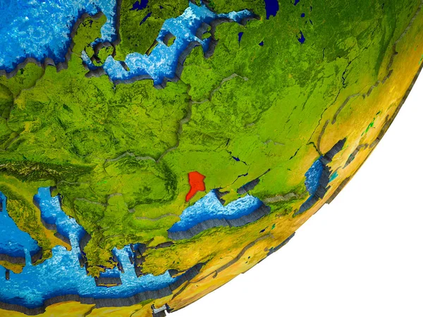 摩尔多瓦关于3D 模型的地球与水和分裂的国家 — 图库照片