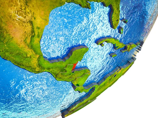 Belize Modelo Terra Com Água Países Divididos Ilustração — Fotografia de Stock