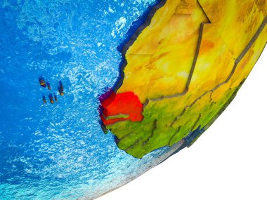 Senegal Earth 3d modeli ile su ve bölünmüş ülkelerde. 3D çizim.