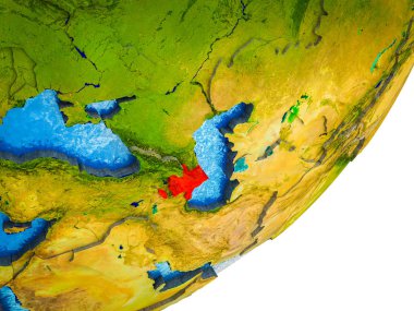 Dünya'nın 3d modelle su ve bölünmüş ülke Azerbaycan. 3D çizim.