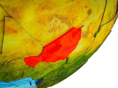 Dünya'nın 3d modelle su ve bölünmüş ülkelerde Nijer. 3D çizim.