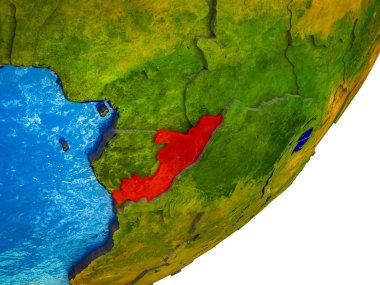 Kongo Earth 3d modeli ile su ve bölünmüş ülkelerde. 3D çizim.