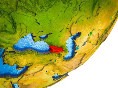 Dünya'nın 3d modelle su ve bölünmüş ülke Gürcistan. 3D çizim.