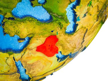 Irak konusunda Dünya'nın 3d modelle su ve bölünmüş ülkelerde. 3D çizim.
