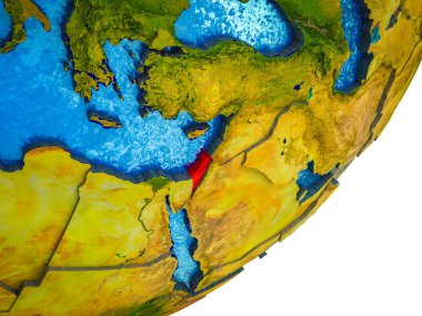 Dünya'nın 3d modelle su ve bölünmüş ülkelerde İsrail. 3D çizim.