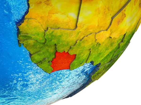 Costa Marfim Modelo Terra Com Água Países Divididos Ilustração — Fotografia de Stock