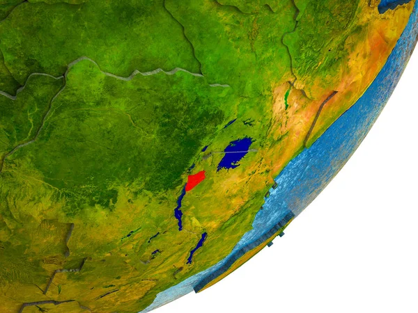 Burundi Model Van Aarde Met Water Verdeelde Landen Illustratie — Stockfoto