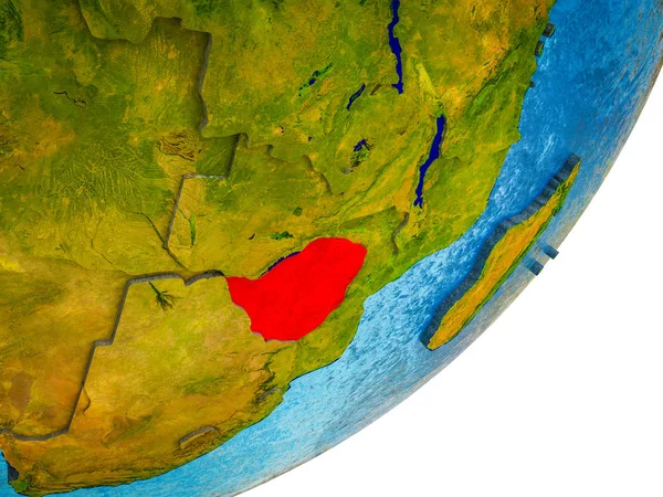 Zimbabwe Pada Model Bumi Dengan Air Dan Negara Negara Yang — Stok Foto