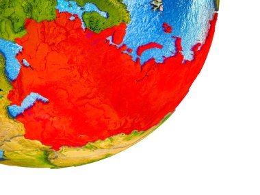 Eski Sovyetler Birliği Earth 3d modeli ile su ve bölünmüş ülkelerde. 3D çizim.