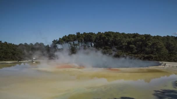Champagne Zwembad Wai Tapu Thermal Wonderland Nieuw Zeeland Populaire Toeristische — Stockvideo