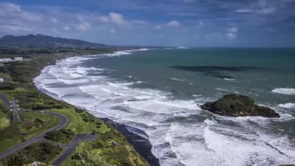 Timelapse Bella Costa Vicino Nuova Plymouth Nuova Zelanda Nella Giornata — Video Stock