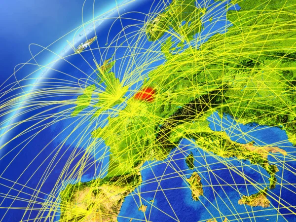 Belgium Modell Föld Bolygó Nemzetközi Hálózatokkal Digitális Kommunikáció Technológia Fogalma — Stock Fotó