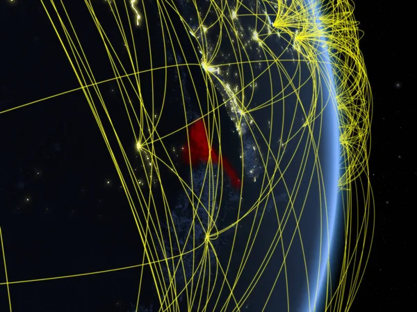 ネットワークと惑星地球の夜にエリトリア 旅行およびコミュニケーションの概念 イラスト Nasa から提供されたこのイメージの要素 — ストック写真