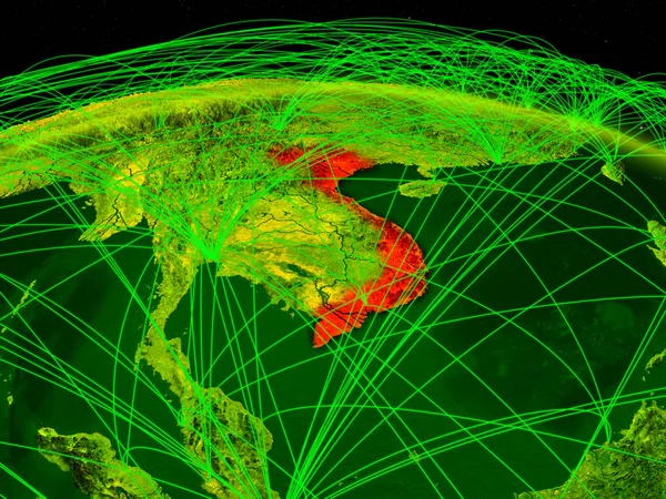 Vietnã Planeta Terra Digital Com Rede Internacional Representando Comunicação Viagens — Fotografia de Stock