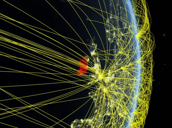 Irlanda Noite Planeta Terra Com Rede Conceito Conectividade Viagens Comunicação — Fotografia de Stock