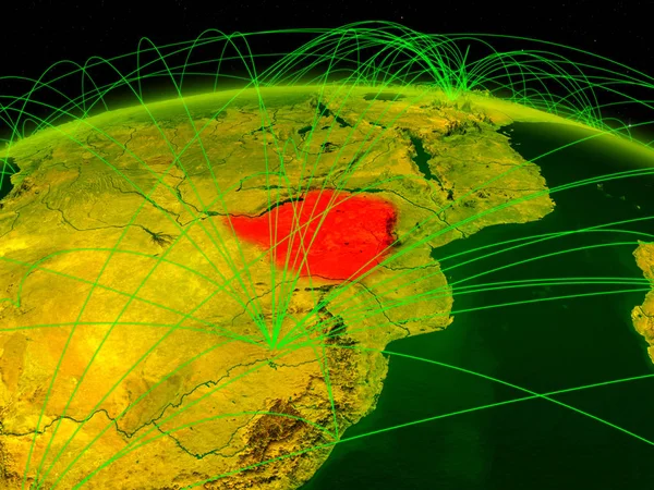 津巴布韦在数字地球上拥有代表通信 旅行和连接的国际网络 美国宇航局提供的这张图片的元素 — 图库照片