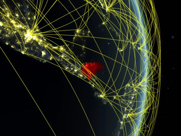 Honduras Éjjel Bolygónk Földön Hálózattal Kapcsolat Utazás Kommunikáció Fogalma Illusztráció — Stock Fotó