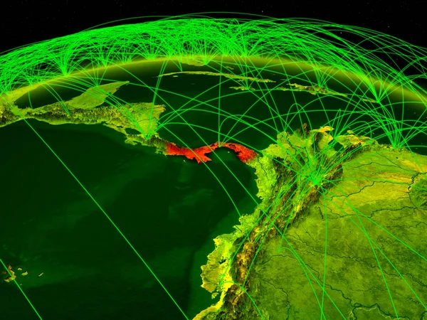 巴拿马在数字地球上 拥有代表通信 旅行和连接的国际网络 美国宇航局提供的这张图片的元素 — 图库照片