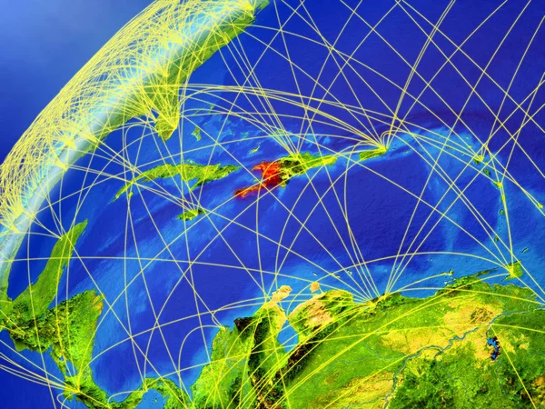 国際的なネットワークと地球のモデルのハイチ デジタル通信の技術コンセプト イラスト Nasa から提供されたこのイメージの要素 — ストック写真