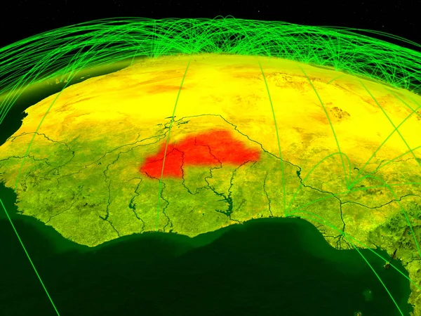 Burkina Faso Sul Pianeta Digitale Terra Con Una Rete Internazionale — Foto Stock