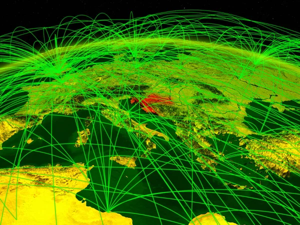 克罗地亚在数字地球上拥有代表通信 旅行和连接的国际网络 美国宇航局提供的这张图片的元素 — 图库照片