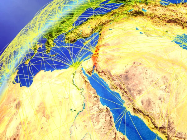 Israel Modelo Del Planeta Tierra Con Redes Internacionales Concepto Comunicación —  Fotos de Stock